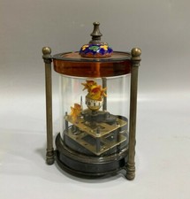 Collectible Decorated Old Handwork Copper Glass Fish tank Mechanical Table Clock
