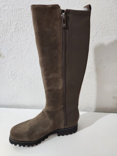 Donald J Pliner Brown Suede Leather Knee High Zip Riding Boots Women's Size 6 - Picture 4 of 9