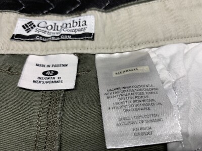 Columbia Sportswear Cargo Hiking Shorts Men's 42x11 Green Canvas