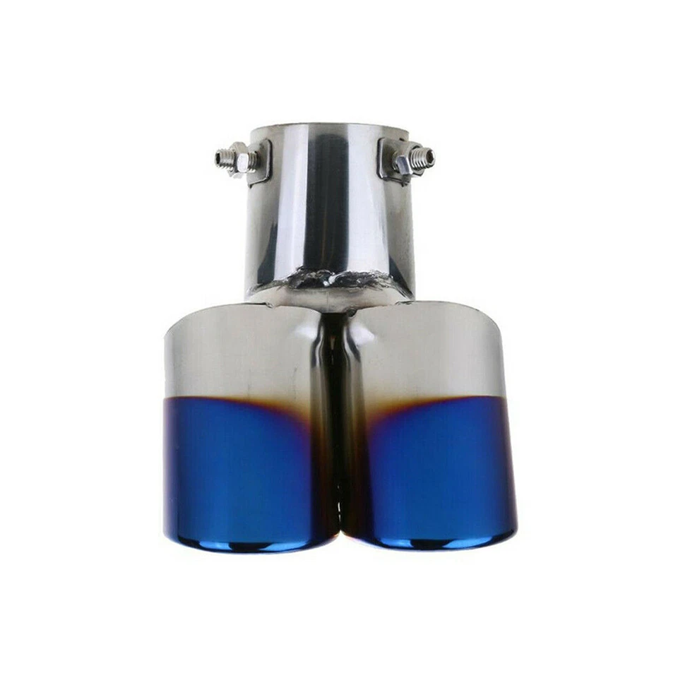 Dual Exhaust Pipe Tailpipe Stainless Steel Tail Muffler Tip Throat Chrome Trim - Imagem 3 de 4