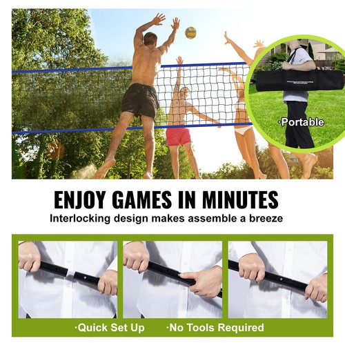 Outdoor Portable Volleyball Net System Adjustable Height Poles Carry Bag - Picture 5 of 12
