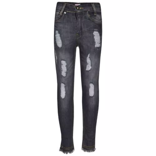 Girls Skinny Jeans Kids Black Denim Ripped Stretchy Pants Trouser