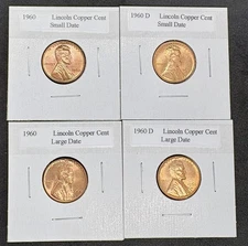 1960 P&D Lincoln Cent Four Coin Small and Large Date Penny Set - BU