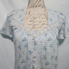 Vintage Ashley Taylor Blue Gingham Floral Nightgown. Size Small.