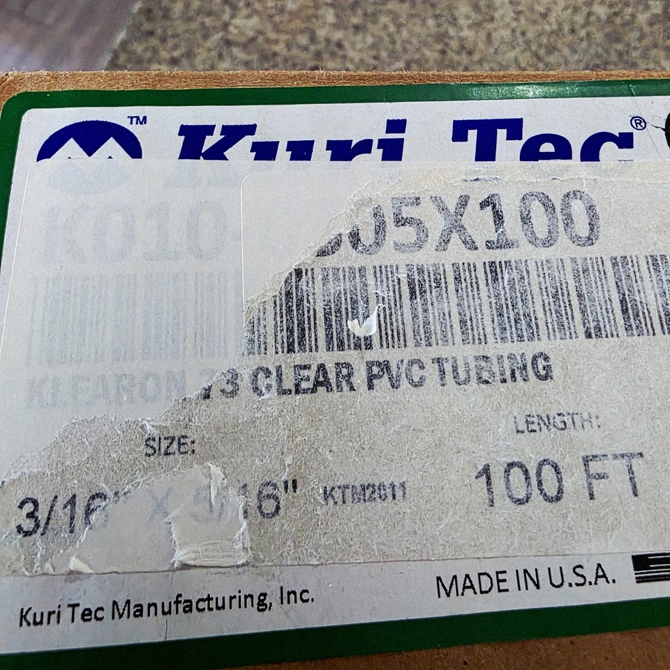 Kuri Tec K010 Clear PVC Tubing 3/16" ID x 5/16" OD – 100 ft Roll – Made in USA - Image 4 of 4
