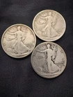 1916 P, D, S Walking Liberty Half Dollars Fine to Very Fine Set of Three