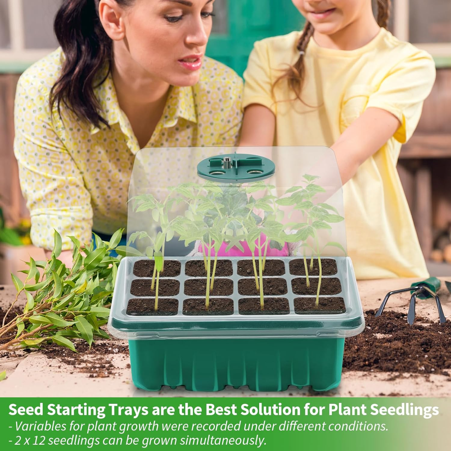 Seed Starter Tray with Plant Light, 2 Pack Grow Lights for Seed Starting Kit wit