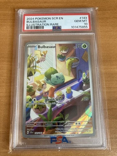 Pokemon TCG Bulbasaur Stellar Crown Illustration Rare Card 143/142 PSA 10 Gem