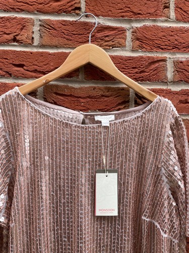 Monsoon Rose Gold Heart Sequin Tunic Top Size 18 - BNWT NEW - Picture 2 of 9