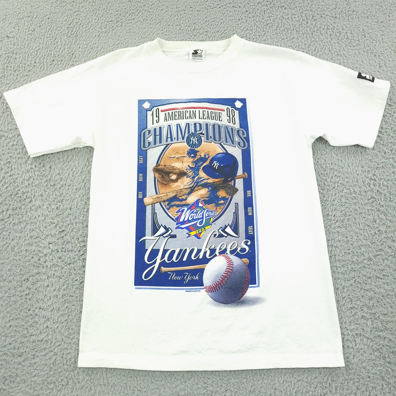 Vintage New York Yankees Shirt Mens Large MLB Baseball Champions Starter 1998 90