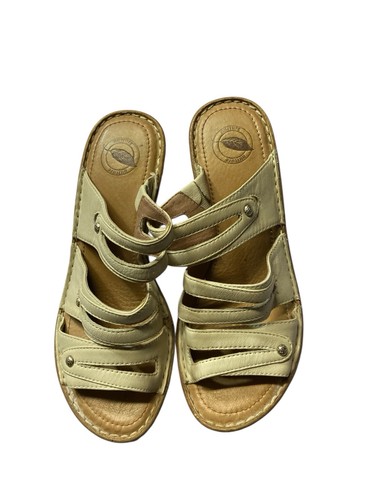 Nurture beige Damen-Plateausandalen Leder Keilabsatz Slipper Größe 8M - Bild 1 von 3