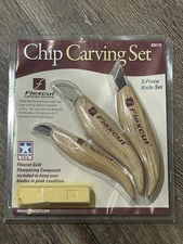 Flexcut Chip Carving Set / 3 Wood Carving Knives + Compound KN115