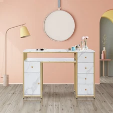 Nail Desk with Storage ,Manicure Table with 5 Drawers ,Home Beauty Salon station