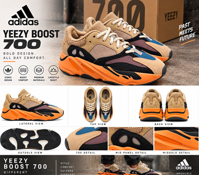 adidas Yeezy Boost 700 Beige/Orange/Black/Blue Low Top Lace Up New w/ Box