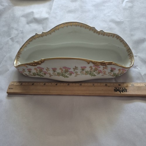 J.P.L. J. Pouyat Limoges France Relish Folded Sides Rose Swags Heavy Gold Trim - Picture 6 of 6
