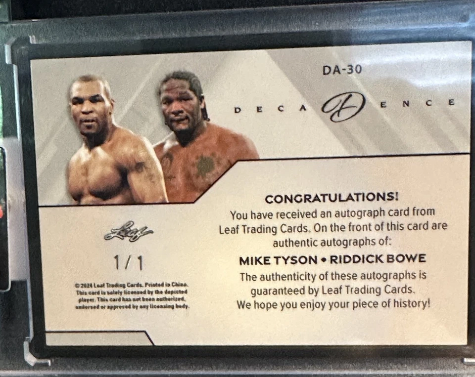 2024 Leaf Dual Auto Of Heavyweight Champs Mike Tyson & Reddick Bowe SSP 1/1 - Image 2 of 3