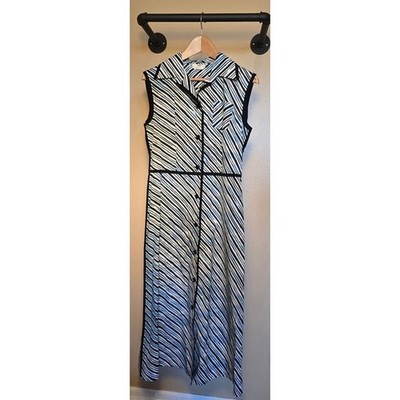 FENDI skylines striped sleeveless dress with pockets,  buttons up the front