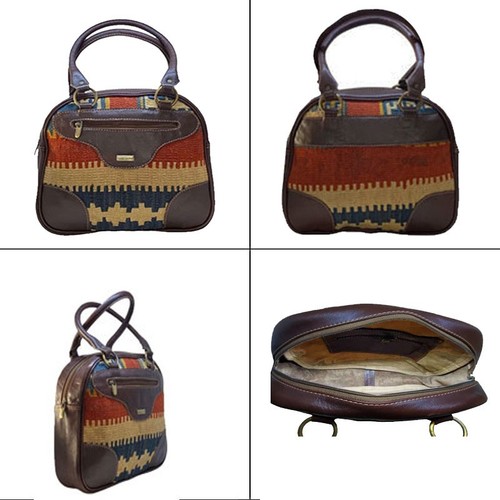 Women's Handbag Genuine Leather Handmade Kilim Tote bag unique, KM 806-19 - Picture 2 of 5