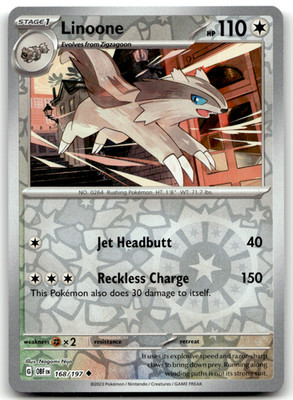 Linoone Uncommon SV03: Obsidian Flames 168/197 LP