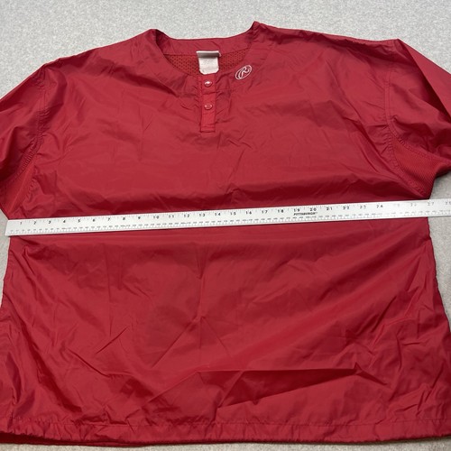 Vintage Rawlings Warmup Jacket Mens L Red Windbreaker Pullover Nylon Vented - Picture 7 of 12