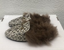 Gucci EU 37 US 7 J177 Women HorseBit Princetown Fur Slippers Snake Print