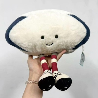 Jellycat Amuseables Sports Rugby Ball 12 in Plush Doll Gift Toy Dust Bag