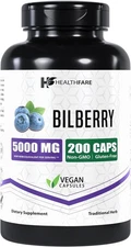 Bilberry Extract 5000mg | 200 Veg Capsules | Extra Strength | Made in USA |... 