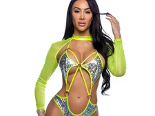 Roma Costume Stripper Holographic Fishnet Shrug