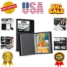 11x17 Art Portfolio Binder with Black Mounting Paper Black, Large Portfolio F...