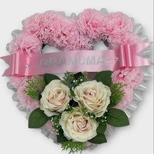 Artificial  Funeral Flowers heart Wreath Memorial Grave Tribute Dad  mum wife
