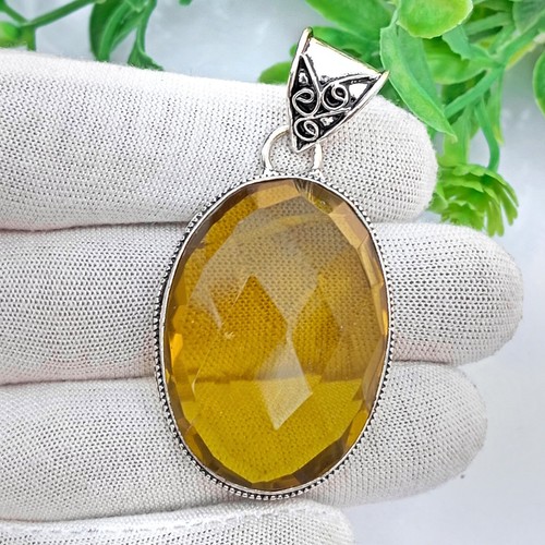 Ciondolo in argento sterling 925 con pietre preziose fatte a mano citrino - Foto 2 di 4