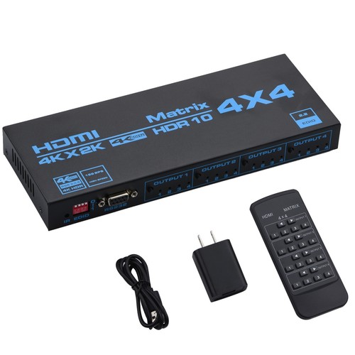 4 In 4 Out 4K HDMI Matrix Switch with EDID Extractor and IR Remote Control - Picture 2 of 10