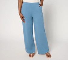 Denim Co. Beach Jersey Regular Wide Leg Pant-Med Denim Blue-1X A698970 NEW