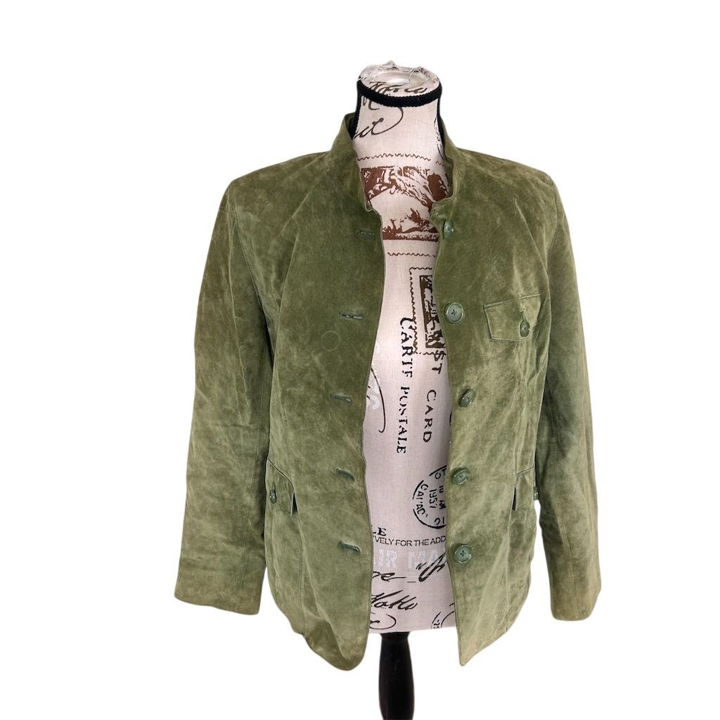 Charter Club Women's Green Leather Blazer Jacket Size M Casual