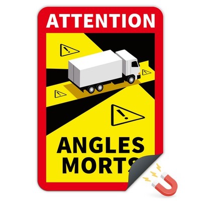 3x LKW Angles Morts Magnetfolie Warnung Toter Winkel uv beständig RV004