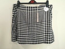 NEXT Black  White Check Short Skirt, Linen, SIze 14, BNWT