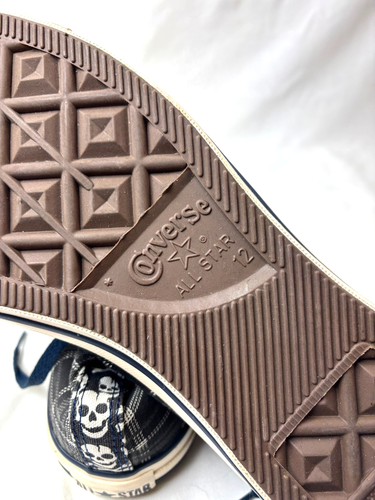Converse BLK Plaid Scooter Chuck Taylor All Star Sneakers M Size 12 w/ Skulls - Picture 5 of 6