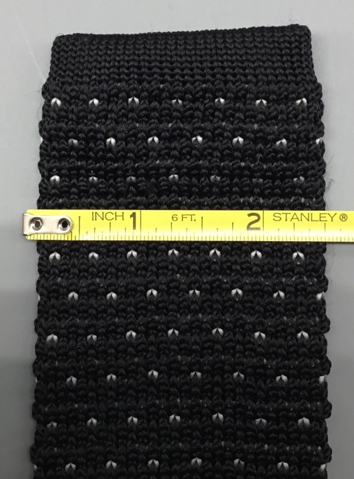 Corbata de punto cuadrado vintage negra blanca Foto 4 de 4