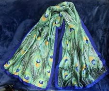 Fashion Scarf Peacock Design Shawl New Vivid Colors Silk Like Feel
