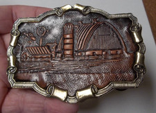 1980 Great American Buckle Co. "Harvest Time" Farming Related Buckle EXC