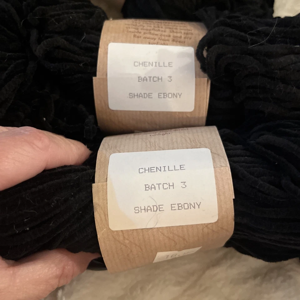 Annabel Fox Black Chenille Yarn 100% Cotton 6 Skeins New Color: Ebony - Image 4 of 4