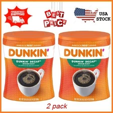 2 Pack Dunkin Original Blend Medium Roast Decaf Ground Coffee, 30 Ounce Canister
