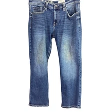 TK Axel Jeans Mens 36 X 30 Blue Slim Boot Stretch Distressed Whiskering