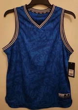 AND1 Men's MEDIUM Unbeatable Mesh Basketball Muscle Tank BLUE V-Neck #10725