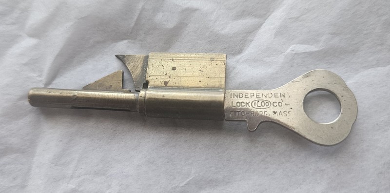 Vintage Keyhole Protector Blocker Key by Independent Lock Co. Mass Fitchburg