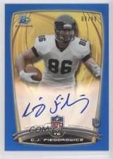 2014 Bowman Rookie Chrome Refractor Blue Border 9/99 CJ Fiedorowicz #63 Auto 0f8