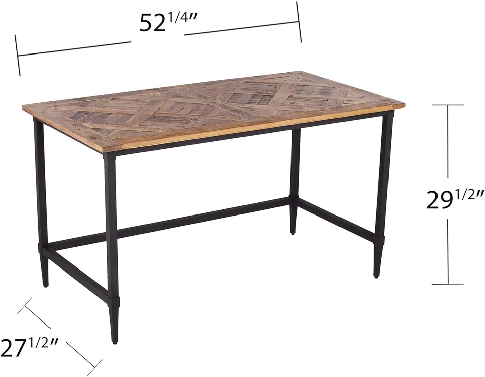 Escritorio Lawrenny de madera recuperada, natural y negro Foto 3 de 4