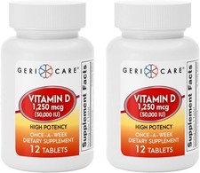 GeriCare Vitamin D 1,250mcg 50,000 12 Count Pack of 2 03-2027