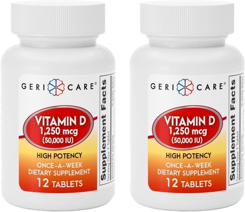 GeriCare Vitamin D 1,250mcg (50,000 12 Count (Pack of 2)