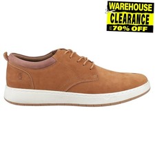 Image of Hush Puppies Bowen Mens Casual Leather Lace Up Trainers Tan